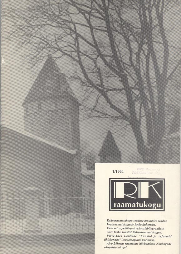 Raamatukogu 1/1994 kaanepilt – front cover