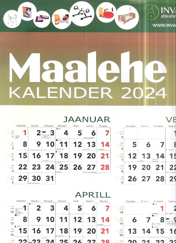 Maalehe kalender 2024: seinakalender kaanepilt – front cover