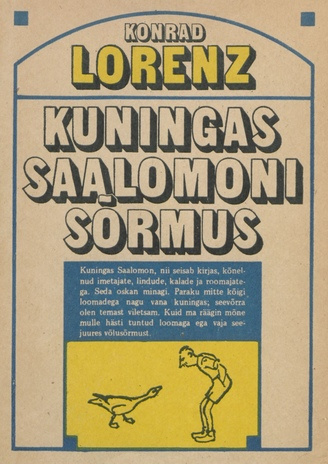 Kuningas Saalomoni sõrmus Loomade käitumisviisidest kaanepilt – front cover