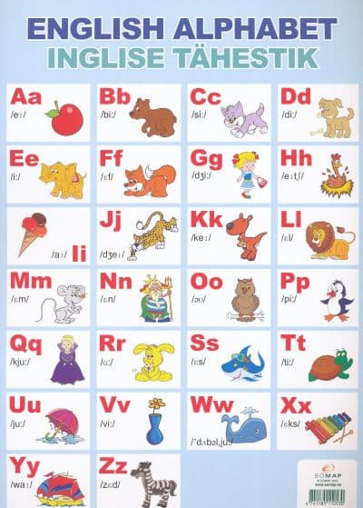 Inglise tähestik, numbrid Study card English alphabet, numbers kaanepilt – front cover
