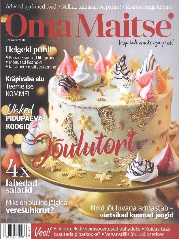 Oma Maitse, detsember 2018 Veganstiilis jõuluküpsetised • jõulutort kaanepilt – front cover