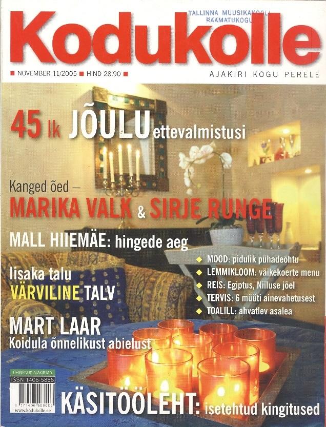 Kodukolle, november 2005 45 lk jõuluettevalmistusi kaanepilt – front cover