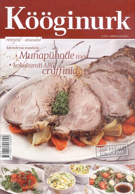 Kööginurk, aprill 2022 Munapühade road, kokakunsti ABC, cruffinid kaanepilt – front cover