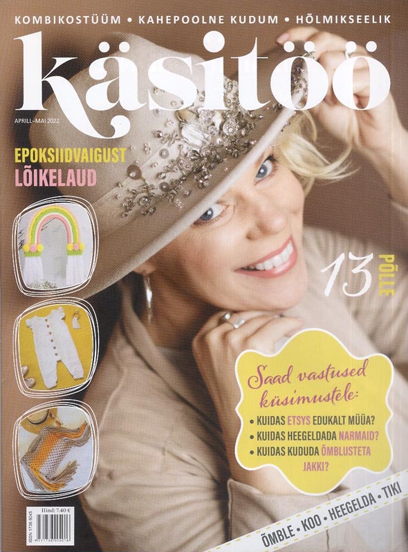 Käsitöö, aprill-mai 2022 Kombikostüüm, kahepoolne kudum, hõlmikseelik kaanepilt – front cover