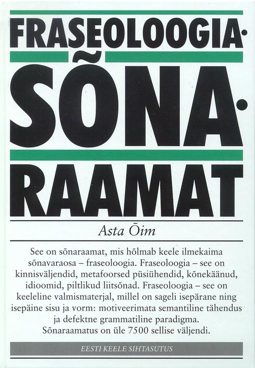 Fraseoloogiasõnaraamat kaanepilt – front cover