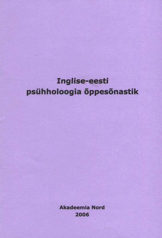 Inglise-eesti psühholoogia õppesõnastik kaanepilt – front cover