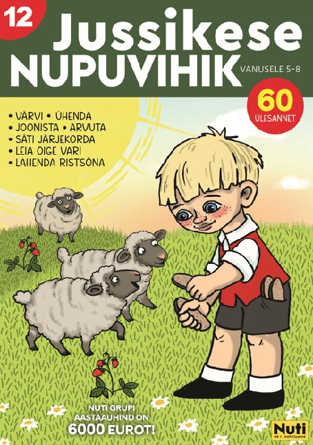 Jussikese nupuvihik 5–8 aastastele nr 12 60 ülesannet kaanepilt – front cover
