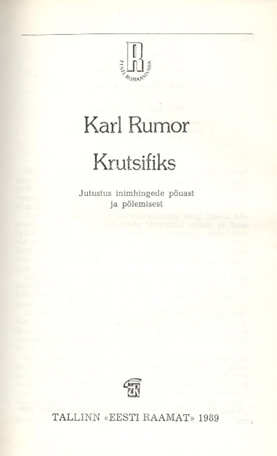 Krutsifiks Jutustus inimhingede põuast ja põlemisest kaanepilt – front cover