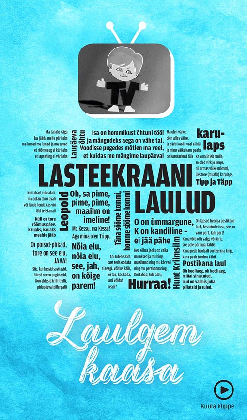 Lasteekraani laulud  	Lasteekraani laulusõnad kaanepilt – front cover