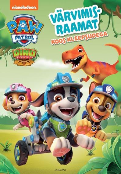 Paw Patrol: värvimisraamat kleepsudega – Dino Rescue kaanepilt – front cover