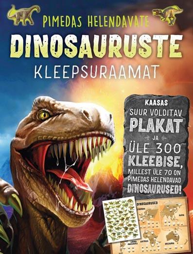 Pimedas helendavate dinosauruste kleepsuraamat kaanepilt – front cover