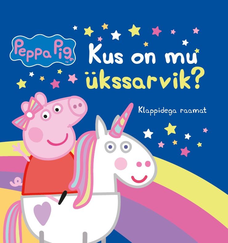 Põrsas Peppa: kus on mu ükssarvik? Klappidega raamat kaanepilt – front cover