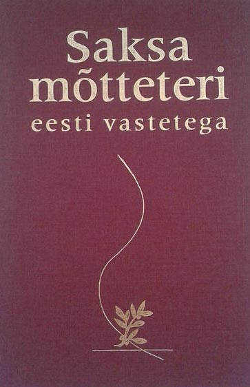 Saksa mõtteteri eesti vastetega kaanepilt – front cover