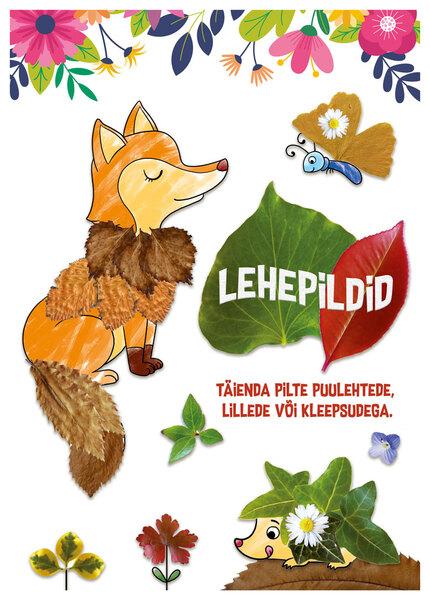 Lehepildid Täienda pilte puulehtede, lillede või kleepsudega kaanepilt – front cover