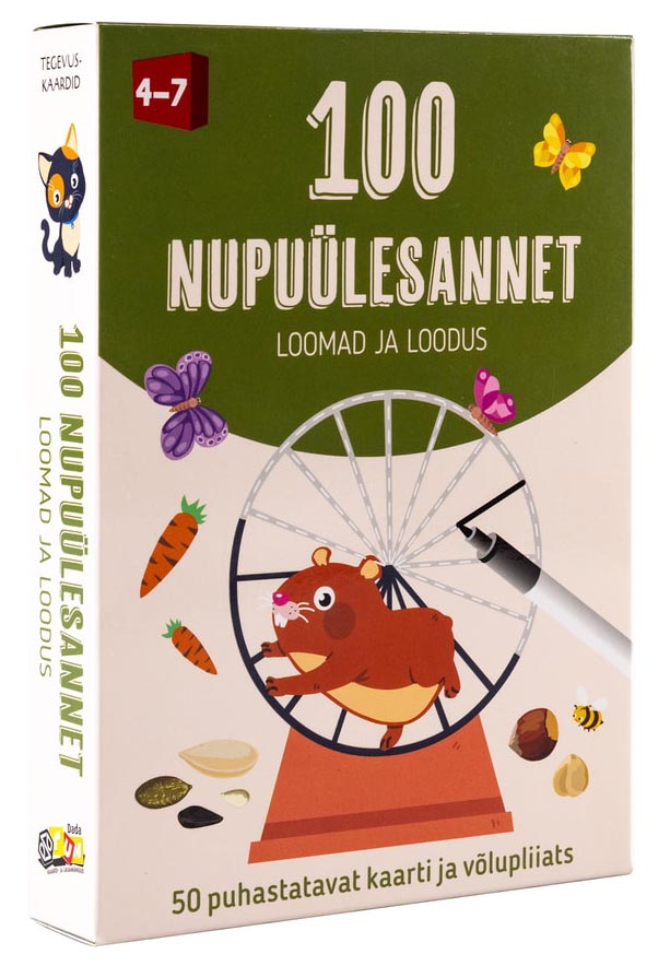 Tegevuskaardid „Loomad ja Loodus” 100 nupuülesannet 100 nuputamisülesannet kaanepilt – front cover
