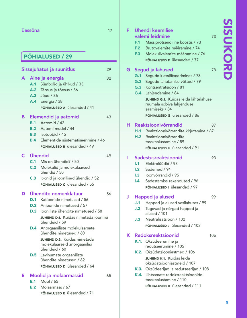 Keemia alused sisukord lk 11